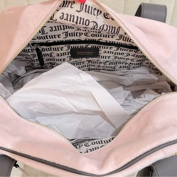 NEW Juicy Couture Pink Velour Heritage Weekender‎ Overnight Duffel Carry On Bag - Picture 7 of 7